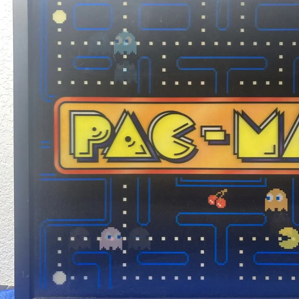PAC MAN Holographic Wall Art Retro Arcade. Characters Move With Perspective